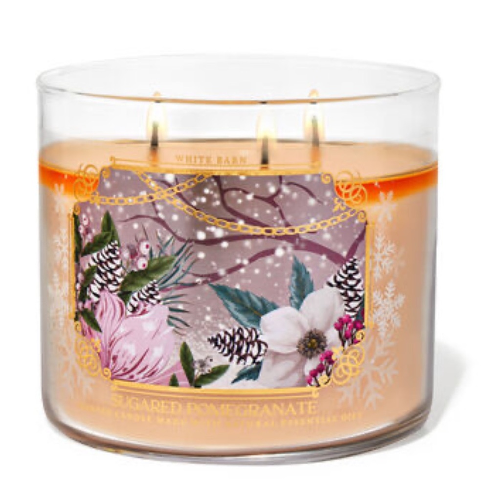 🎅 BBW Sugared Pomegranate 3-Wick Candle NEW